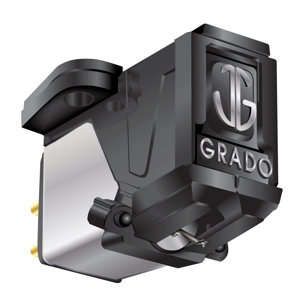3/4 view of Black3 Phono Cartridge on a white background